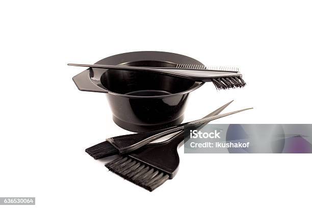 Black Brushes Put In Bowl For Hair Dye On White Stock Photo - Download  Image Now - Hair Dye, Dye, Hairdresser - iStock