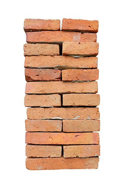istock Row of red brick pattern isolated on white background 636531448