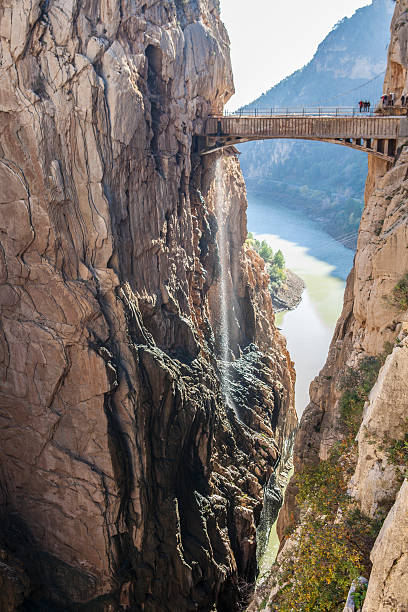 istock Visitors crossing the suspension bridge at Caminito del Rey Path 636533628