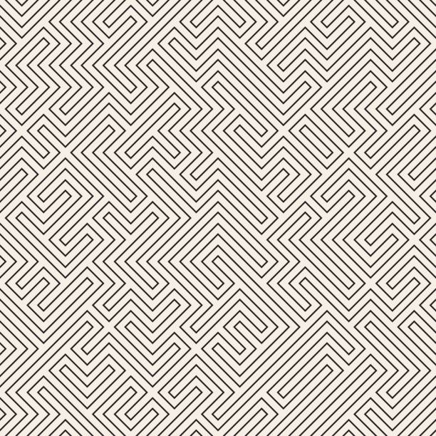 Irregular Maze Lines. Vector Seamless Black and White Pattern. Irregular Maze Line. Abstract Geometric Background Design. Vector Seamless Black and White Pattern. maze stock illustrations