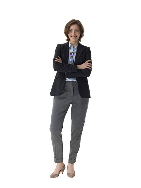 istock Cheerful business woman isolated on white background 636536848