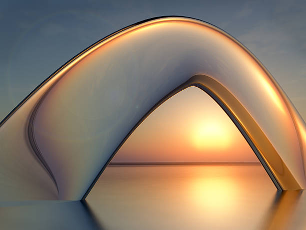Arco di cristallo al tramonto sul mare - foto stock