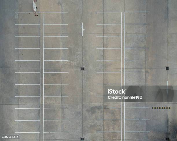 Empty Parking Lots Aerial View Stock Photo - Download Image Now - Aerial View, Parking Lot, High Angle View
