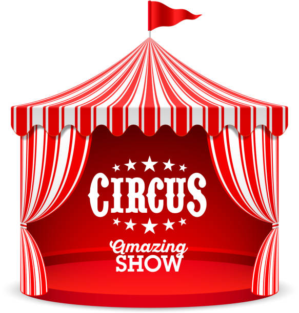 놀라운 서커스 쇼 포스터 - circus tent 이미지 stock illustrations