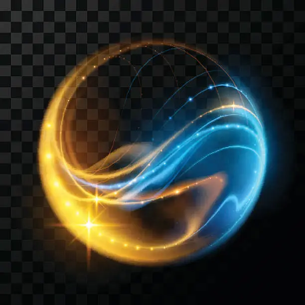 Vector illustration of Abstract glowing lines in sphere