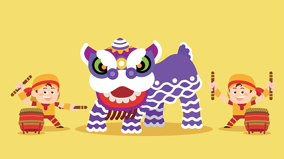 Vector illustration - China Traditional Lion dance