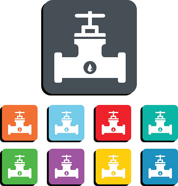 Oil Valve Vector Icon Illustration Machine Valve, Equipment, Metal, Sign, Steel natural gas pipeline clip art stock illustrations