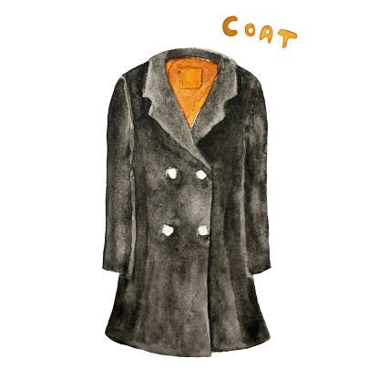 Autumn coat. Hand drawn watercolor illustration. Raster illustration