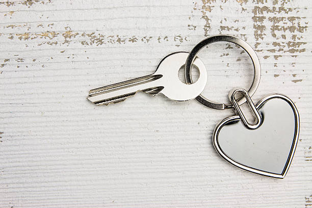 istock Heart-shaped keys in the wood 636554296