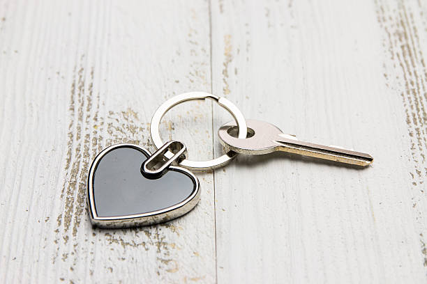 istock Heart-shaped keys in the wood 636554868