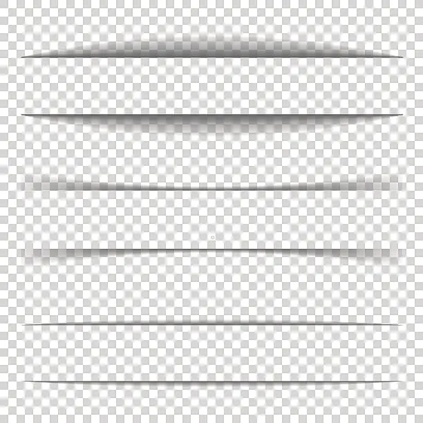 Vector illustration of Page divider. Transparent realistic paper shadow effect set. Web banner.