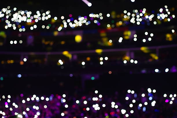 istock Defocused entertainment concert lighting on stage 636568396