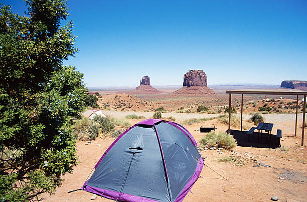istock Camping tent Monument valley landscape in USA 636568474