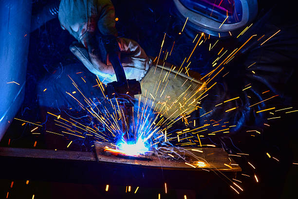 istock Industrial steel welder in factory technical, 636570320