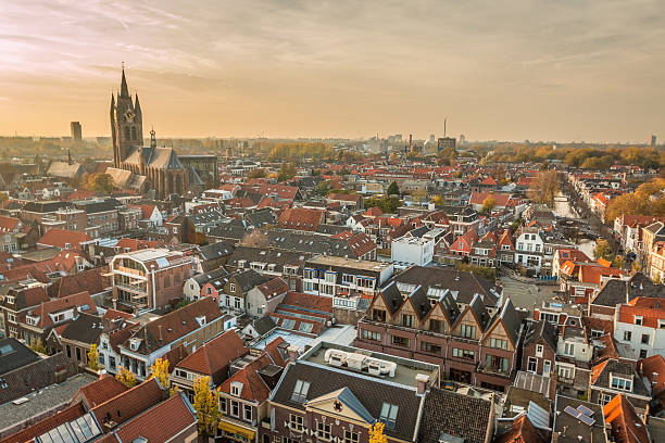 istock Sunset in Delft Town in Netherlands 636571212