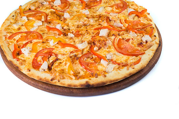 istock Pizza on light wooden background top view. 636580674