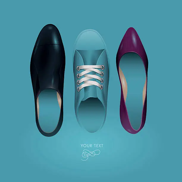 Vector illustration of shoes top view blue