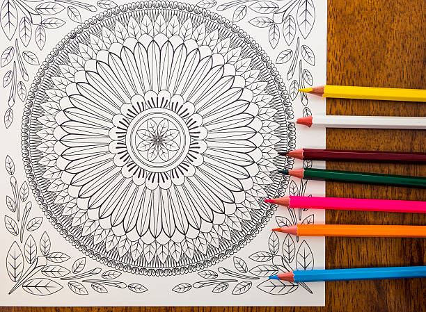 istock Adult Coloring Book Design With Markers 636584052