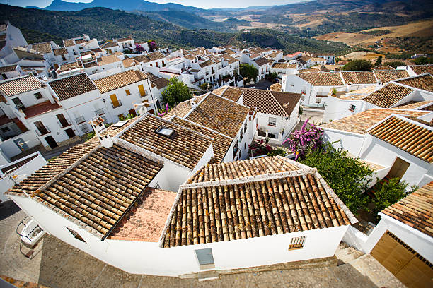 스페인 자하라의 전통적인 화이트 하우스 - andalusia architecture tile built structure 뉴스 사진 이미지