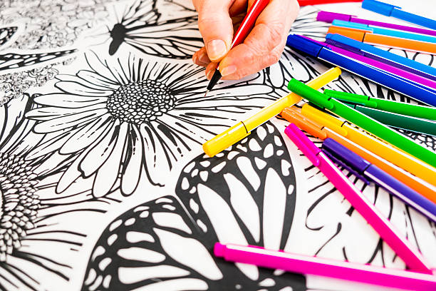 istock Adult Coloring Book Design With Markers 636584220