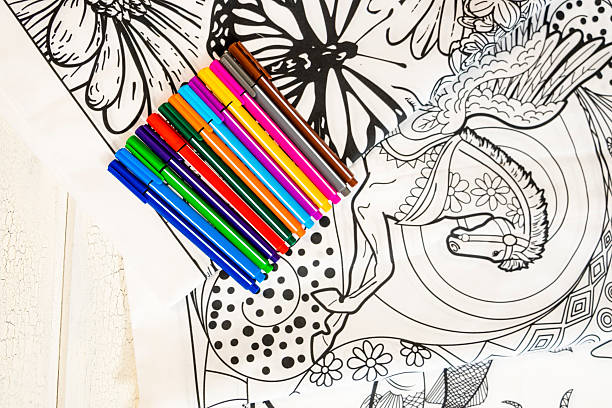 istock Adult Coloring Book Design With Markers 636585294