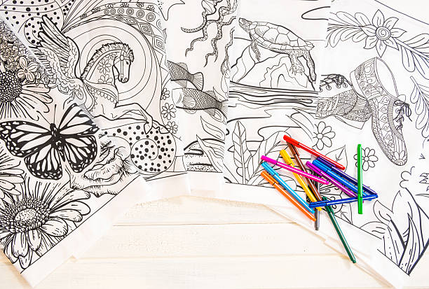 istock Adult Coloring Book Design With Markers 636585342