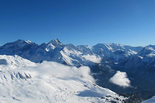 istock winter alpine mountain scene under a blue sky 636590922