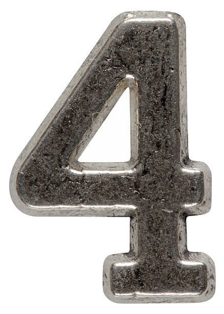 istock Metal numeral 4 four, isolated on white background, with clippin 636592794
