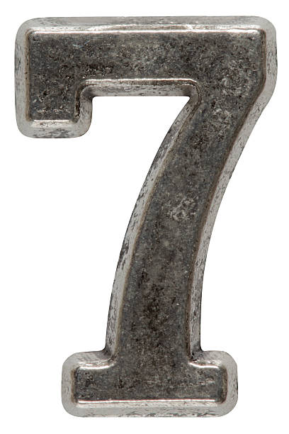 istock Metal numeral 7 seven, isolated on white background, with clippi 636592940