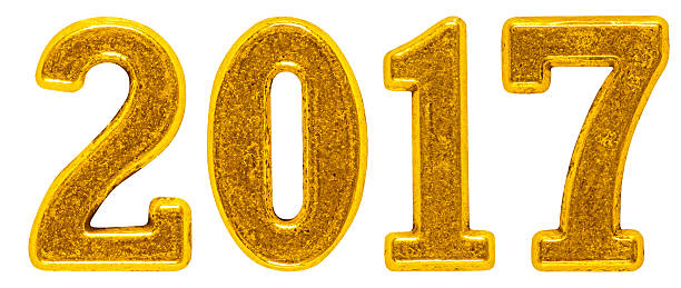 istock 2017 inscription, made of metal numerals, isolated on white back 636593430