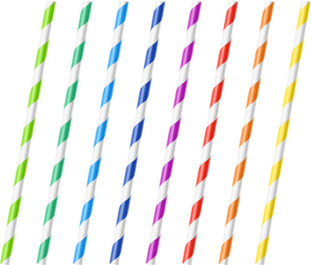 Striped colorful drinking straws Vector illustration with transparent effect, eps10. drinking straw stock illustrations