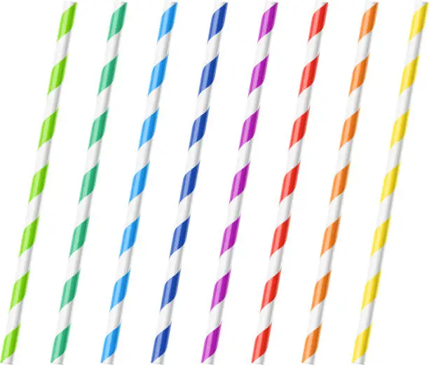 Vector illustration of Striped colorful drinking straws