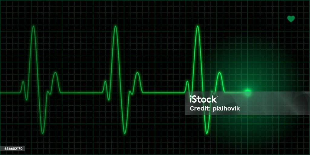 Green heart pulse Green heart pulse illustration on black background, electrocardiogram. Vector illustration with transparent effect, eps10. Electrocardiography stock vector