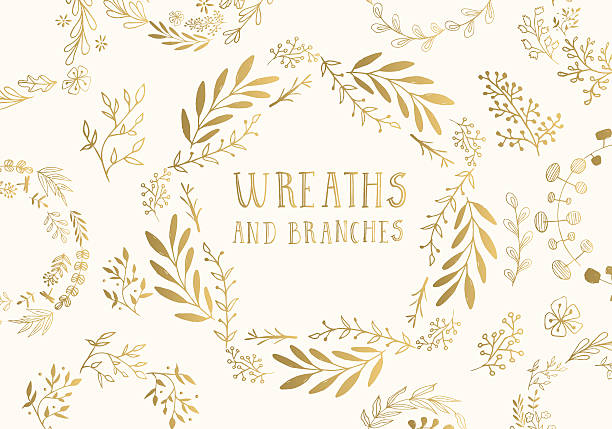 golden wreaths. - folyo illüstrasyonlar stock illustrations