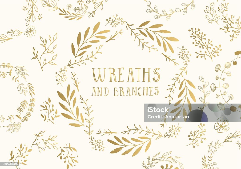 Golden wreaths. Golden wreaths. Vector illustration. Gold Colored stock vector