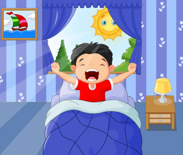 Little Boy Woke Up And Yawns Stock Illustration - Download Image Now - Waking  up, Child, Boys - iStock