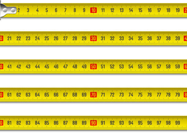 illustrazioni stock, clip art, cartoni animati e icone di tendenza di metro a nastro  - tape measure yellow long instrument of measurement