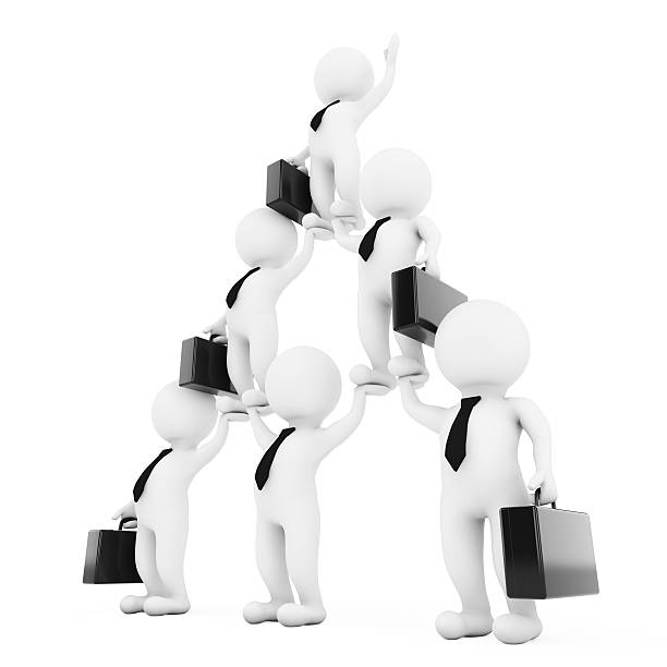 istock 3d Businessmans Team Character Pyramid Shows Hierarchy And Teamw 636608332