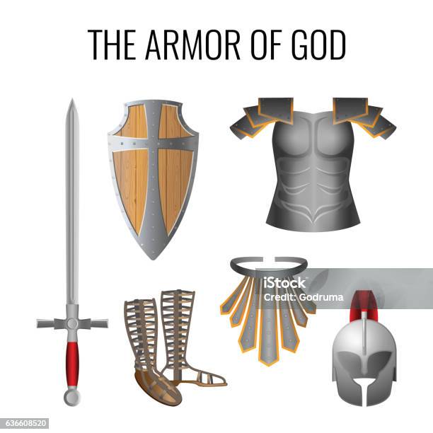 Armor Of God Elements Set Isolated On White Vector Stock Illustration - Download Image Now