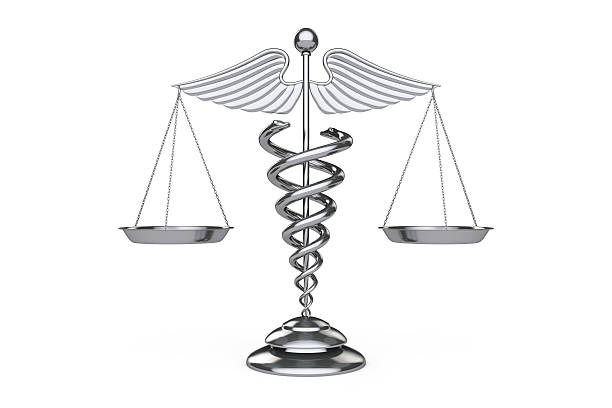 istock Medical Caduceus Symbol as Scales. 3d Rendering 636608602