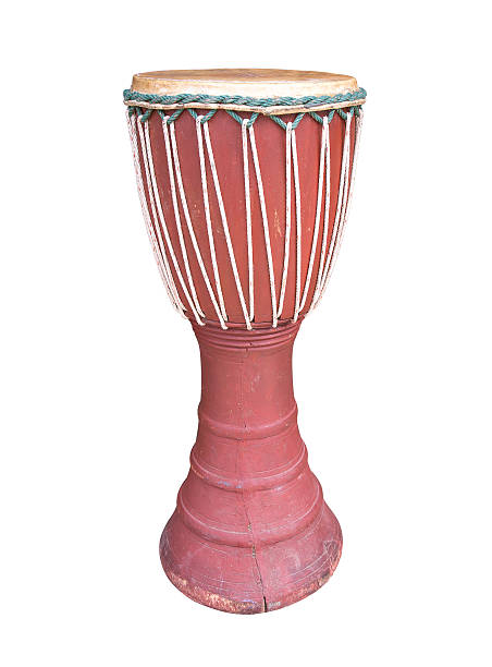 istock Wooden drum Thailand style isolated on white background. 636611088