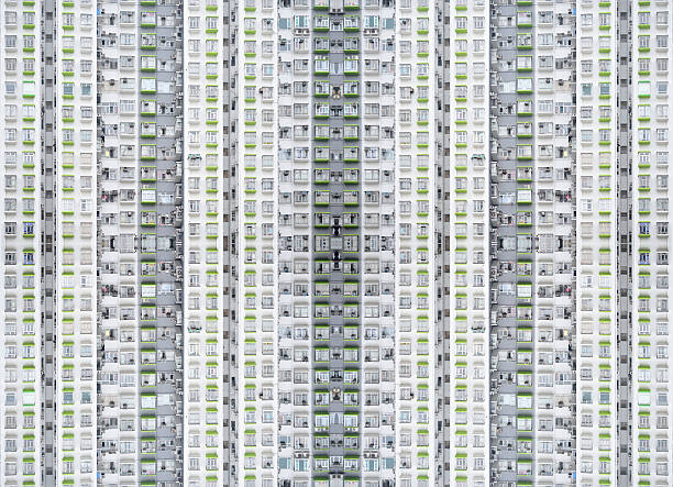 Detail of housing project apartments in Hong Kong, China