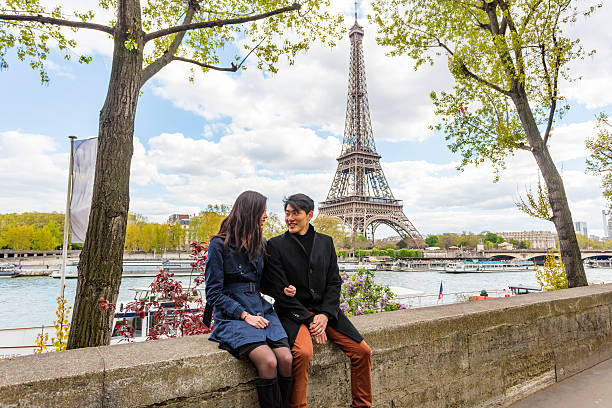 istock Eiffel Tower and Seine View for Romantic Asian Couple Paris 636617026