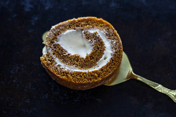 istock Sweet pumpkin roll with mascarpone sauce. 636619580