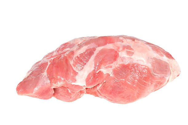 istock Fresh raw pork meat isolated on white background 636625080