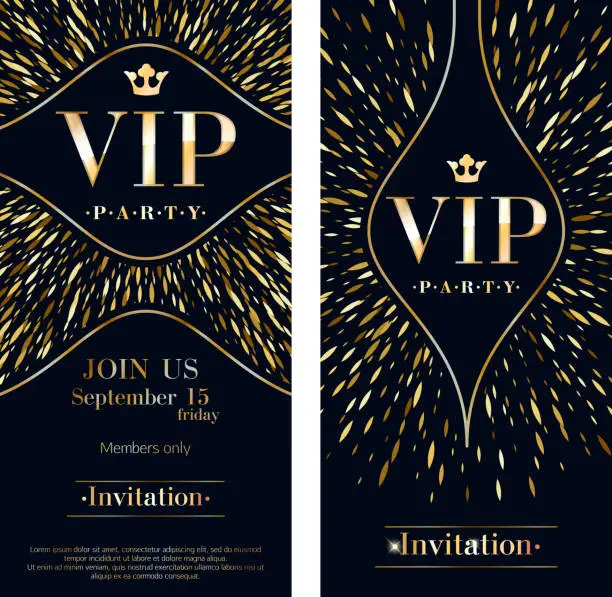 Vector illustration of VIP invitation card premium design templates set.