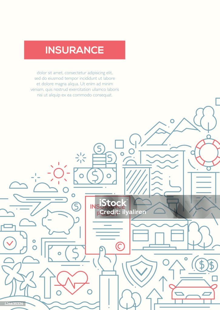 All Type Insurance Poster Insurance Line Design Brochure Poster Template A4 Stock Illustration ...