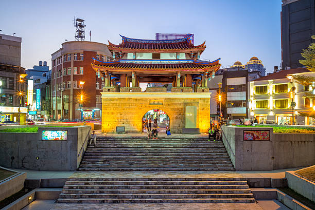 Hsinchu, Taiwan - December 25, 2016: Eastern gate of the old Hsinchu city. In 1733, the main material used to build the surrounding city walls of Hsinchu was bamboo