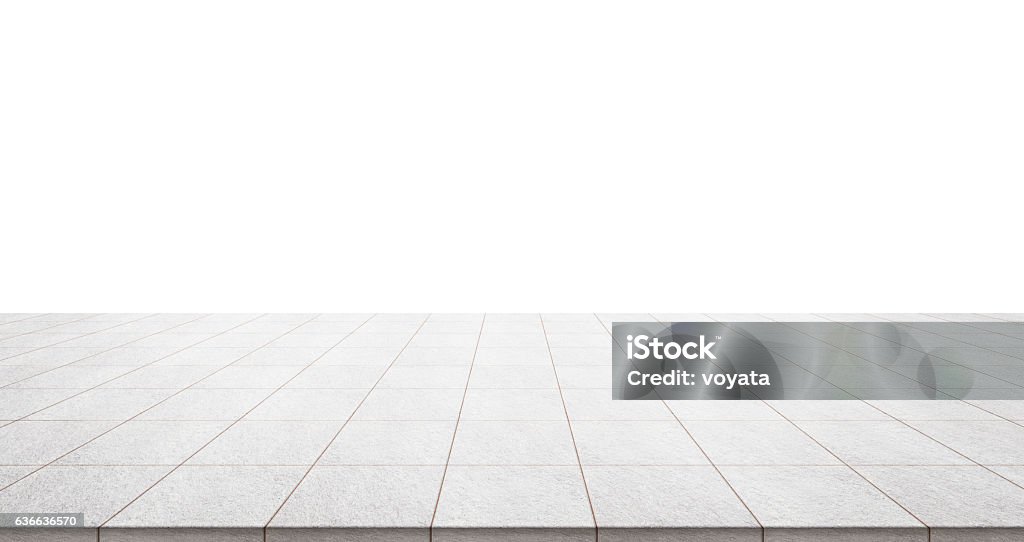 Empty marble floor isolated on white background Business concept - Empty marble floor top isolated on white background for display or montage product Flooring Stock Photo