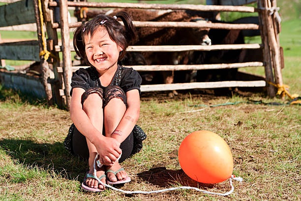 Tolbo, Mongolia - September 12, 2024: A Kazakh family raises sheep and goats. The family lives in traditional tents.